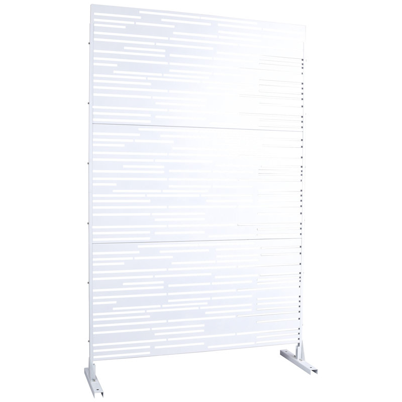 Écran d'intimité en métal l 76 "H48" - Blanc pour jardin, terrasse autoportante, terrasse et balcon, Blanc