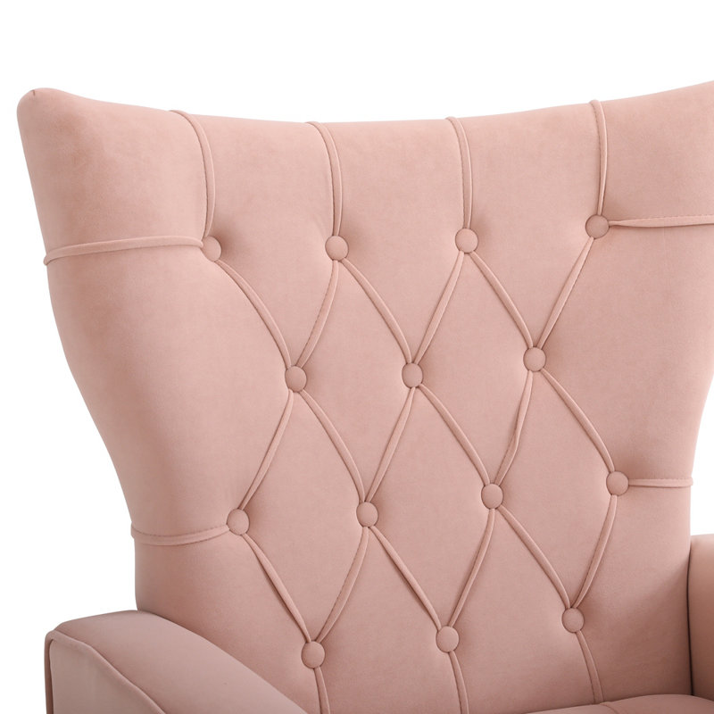 Repose-pieds de 31,5 po de largeur Yeremiah, Velours rose