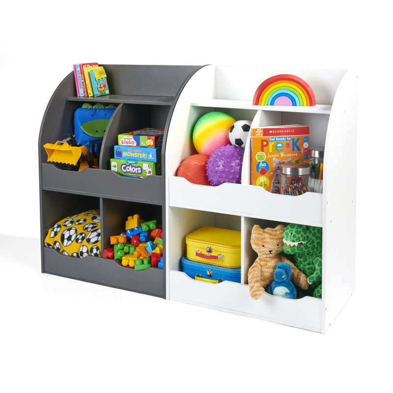 Charcoal MDF Kids Toy Storage Cubby with Bins and Shelf
