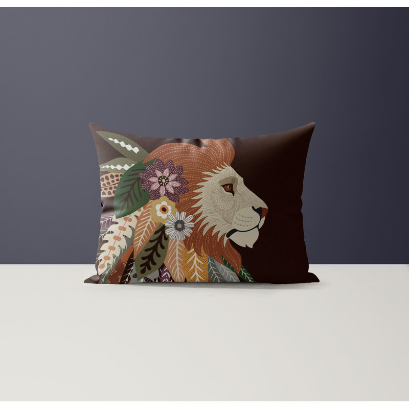 Jaro Microsuede Rectangular Pillow, Brown/Gray/Green