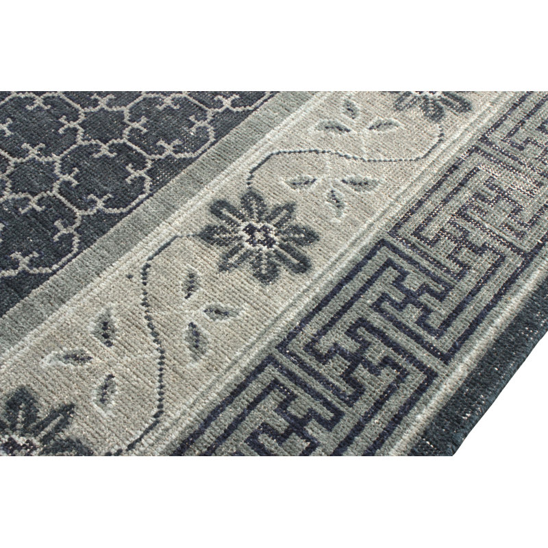 Distressed Homage Hand Knotted Wool Area Rug, Rectangle 5' x 8'
