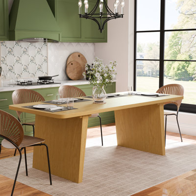 36"W×29"H Wood Dining Table Kitchen Table with 2 Slanted Legs
