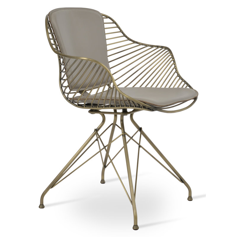 Zebra Arm Chair, Brass, Light Gray