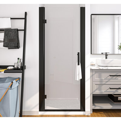 Porte de douche à charnière sans cadre avec verre transparent l 36 po x H 72 po