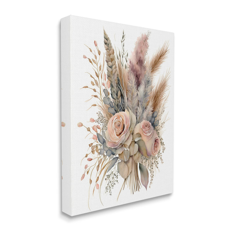 Boho Rose Pampas, art mural par Lsr Design Studio, H 20 po x l 16 po