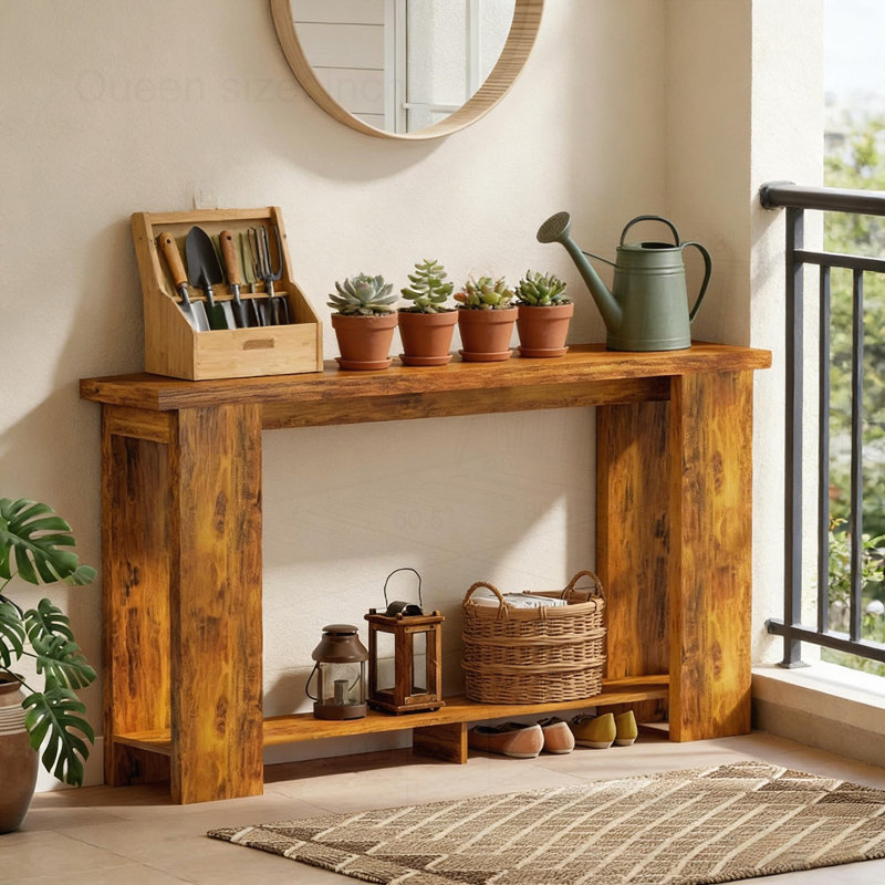 Modern Farmhouse Console Table, Distressed Brown