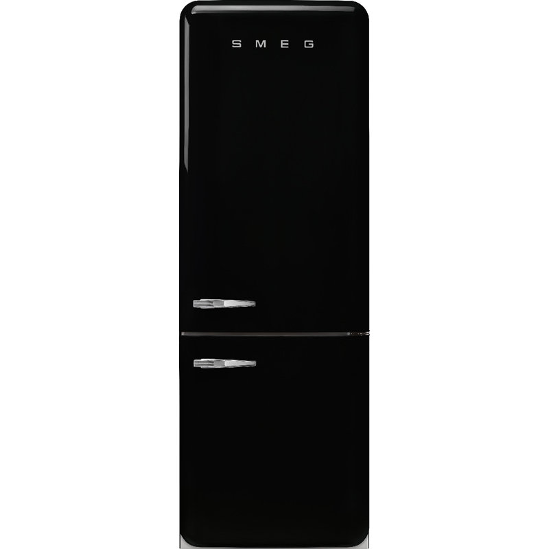 SMEG 27.8" Bottom Freezer 16.26 cu. ft. Energy Star Refrigerator, Black, Left Handed