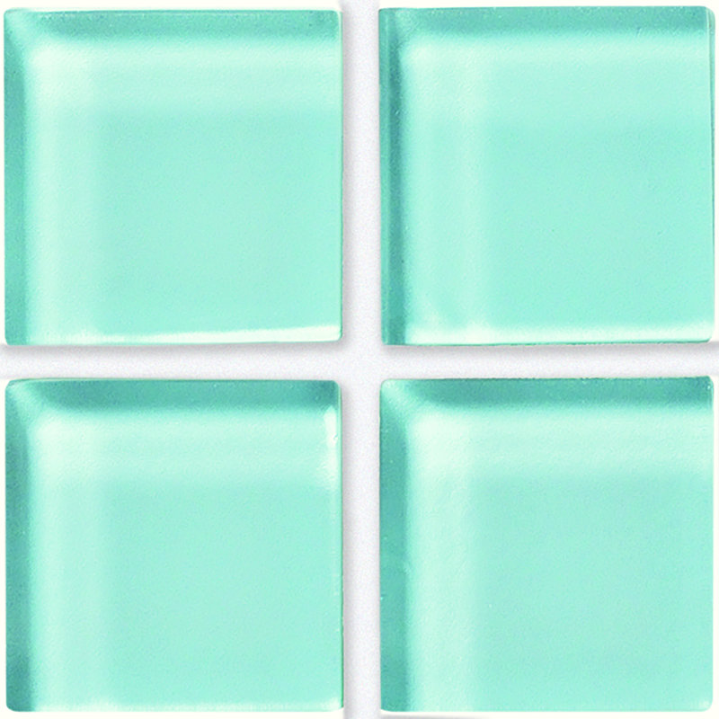 Torch Song 1'' W x 1'' L Glass Tile Mosaic Sheet, Baby Blue
