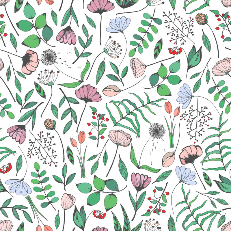 Floral Tile, 2.08' W x 10.42' L