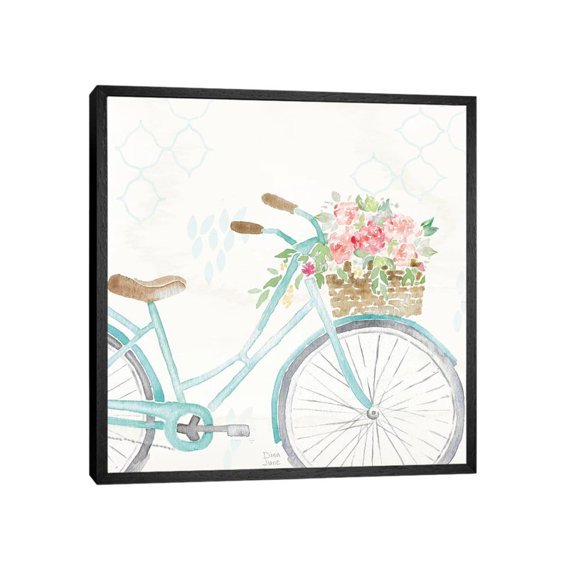 Summer Ride II by Dina June - Painting on Canvas, 45.72cm H x 45.72cm W x 3.81cm D, Black Framed