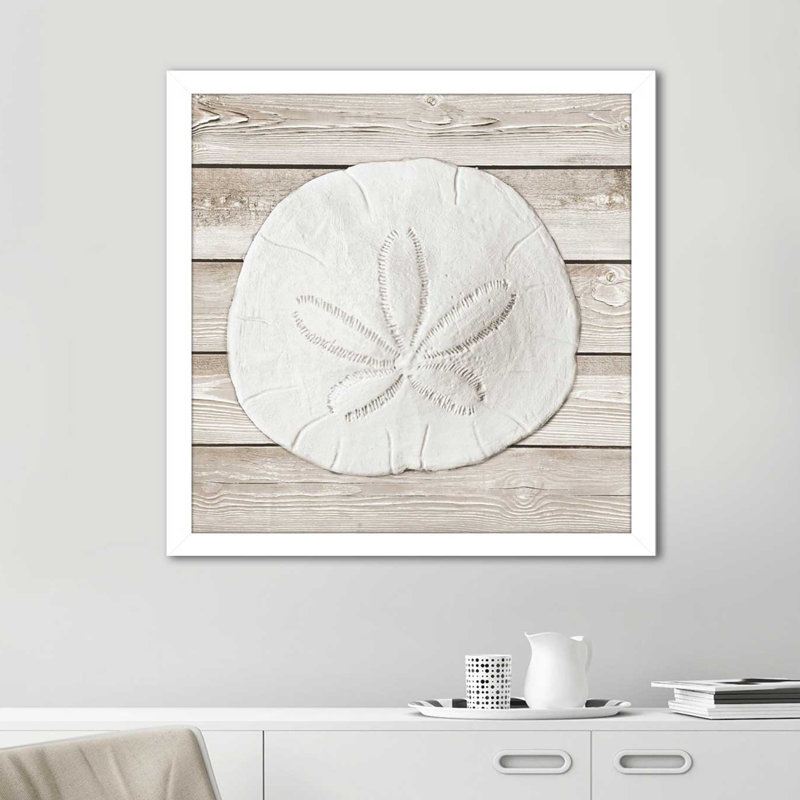 «Sand and Sea on Wood I», impression par Jairo Rodriguez, H 27,5 po x l 27,5 po x P 0,75 po, Cadre blanc