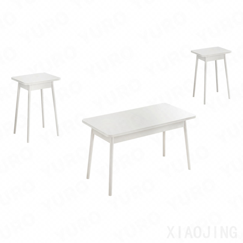 Ensemble de tables basses et de tables de bout modernes en stratifié blanc Mid-Century, 3 pièces, White
