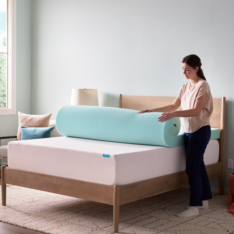  Surmatelas en gel à mémoire de forme et gel vert 4 po - très grand, 4 pouces, Très grand lit