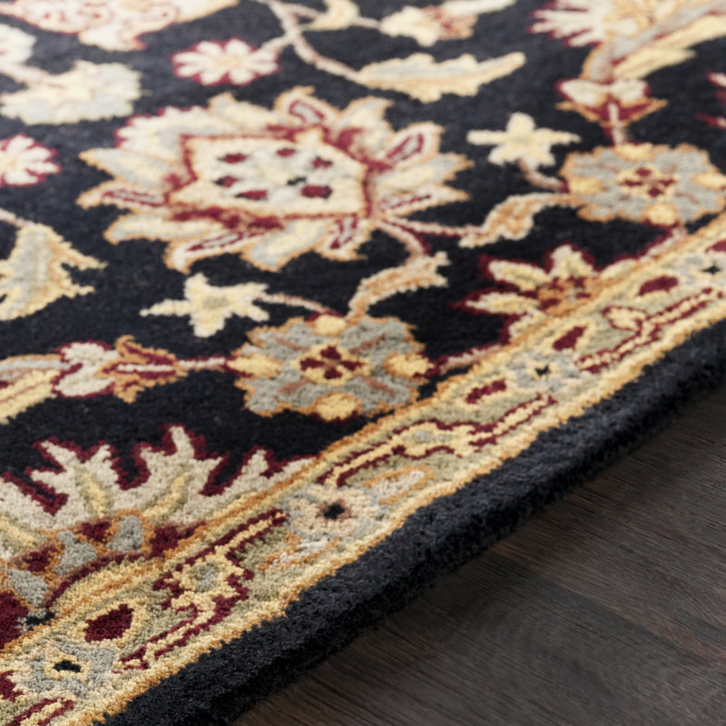 Oriental Handmade Tufted Wool Black/Camel/Beige/Brown Area Rug, Runner 2'3" x 14'