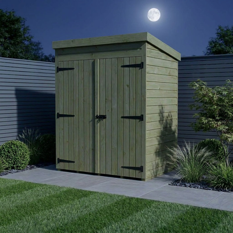 Total Sheds 4ft x 5ft Pent Garden Shed - Double Door - No Windows - Pressure Treated Timber - UK Manufactured