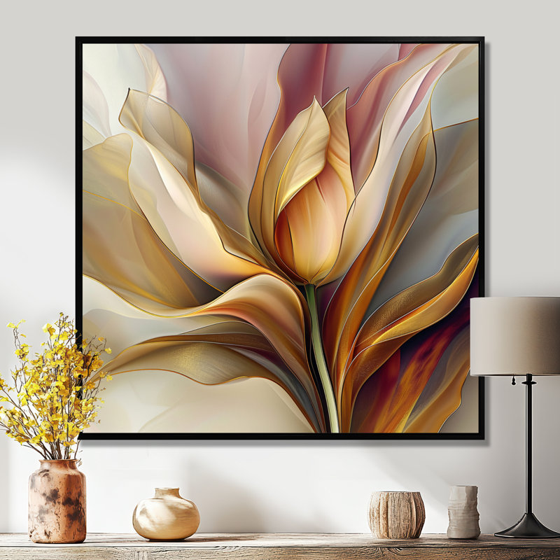 «Yellow Tulip», impression d'art mural, Toile avec cadre flottant noir, H 16 po x l 16 po x P 1 po
