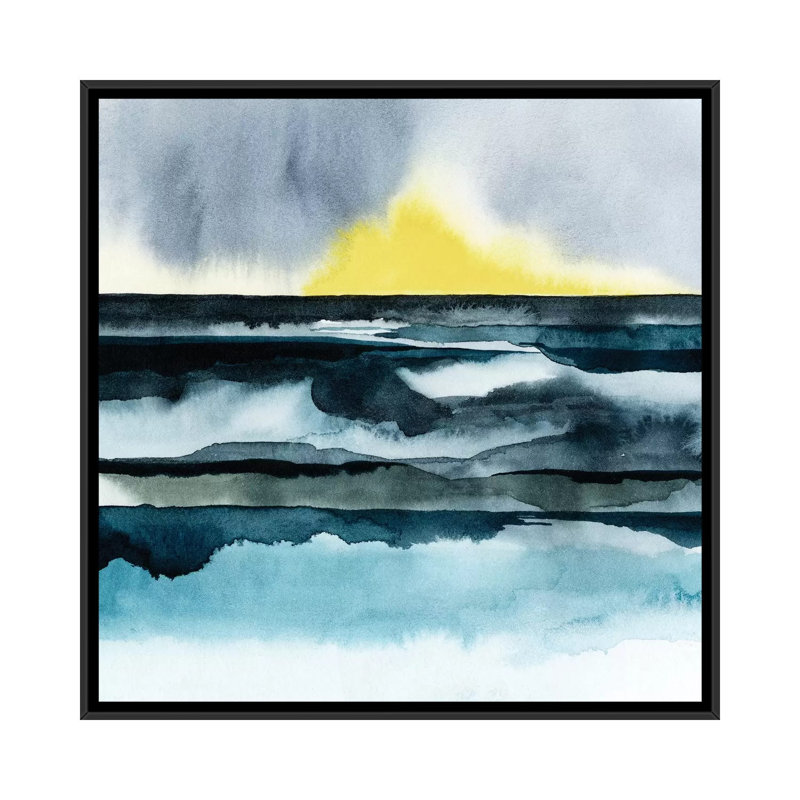 « seaside brume i », impression sur toile, H 18 po x l 18 po x P 1,5 po, Toile avec cadre noir, Pas de tapis