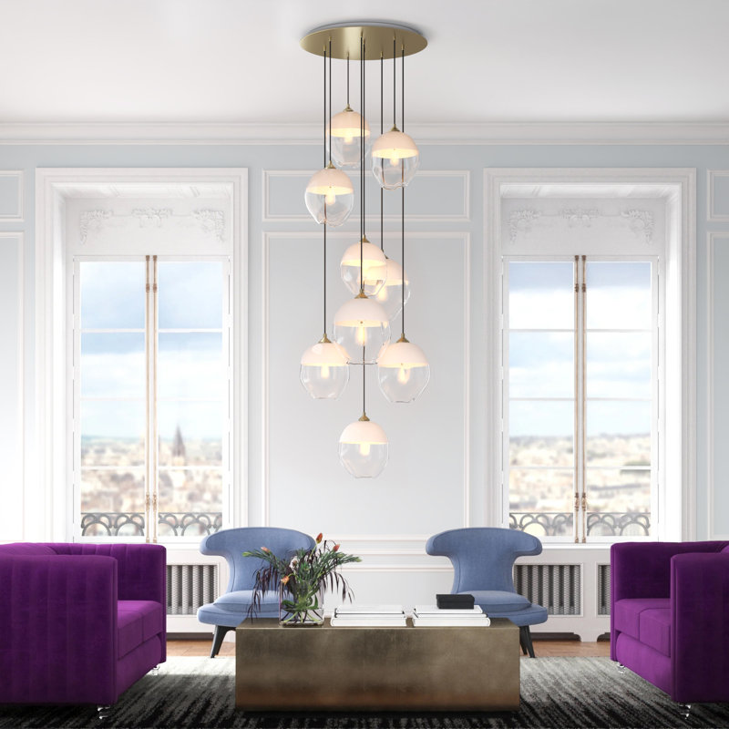 Elmendorf 9 - Light Brushed Brass Cluster Pendant