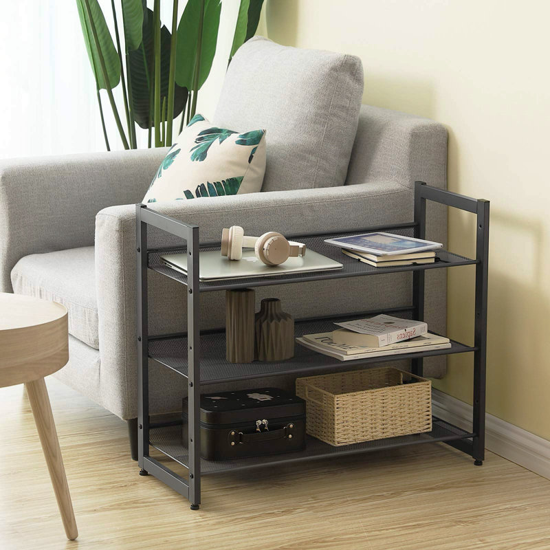 9 Pair Stackable Shoe Rack, Black
