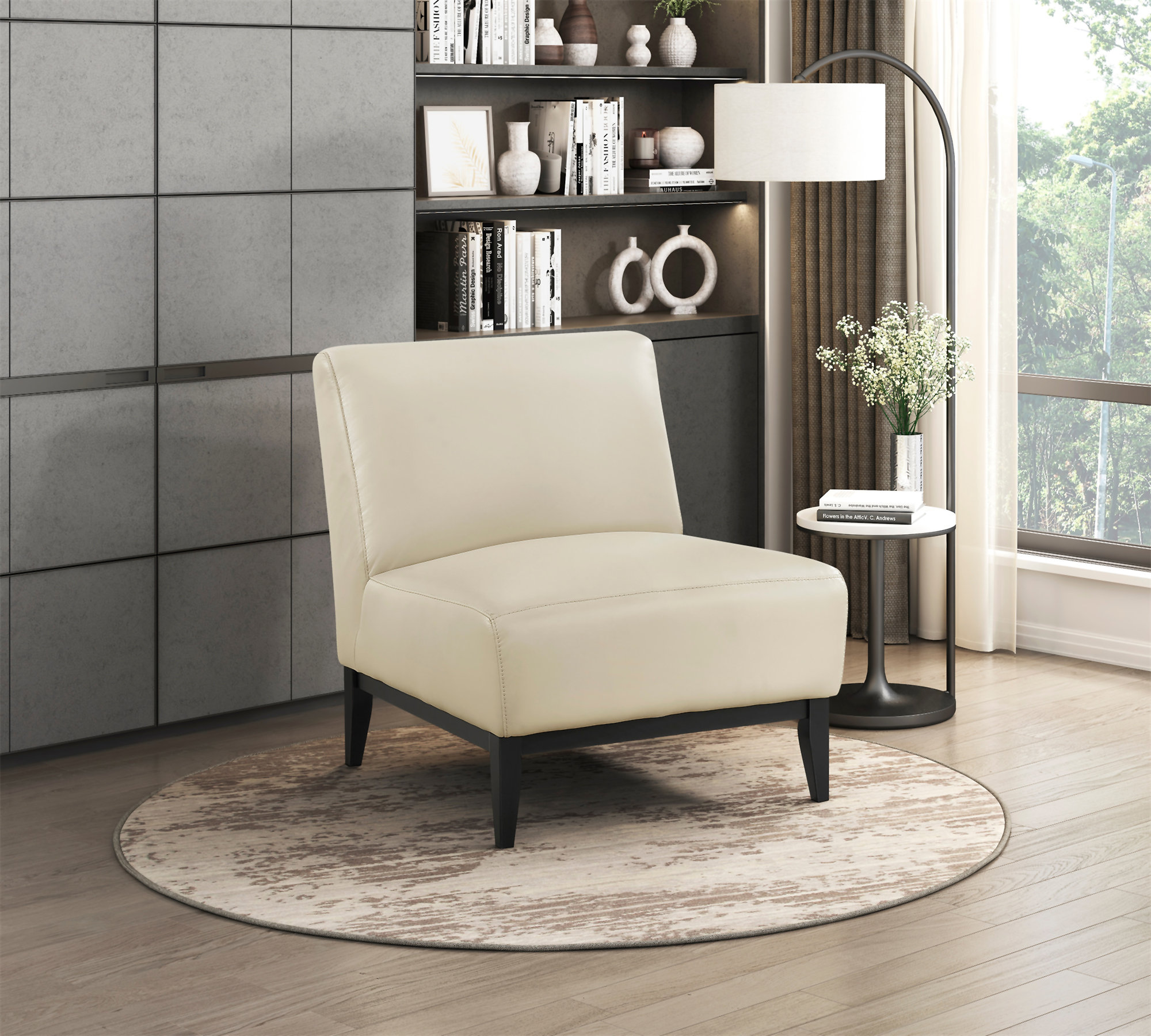 Corrigan Studio Leather Upholstered Accent Chair Cushion Seat Back ...