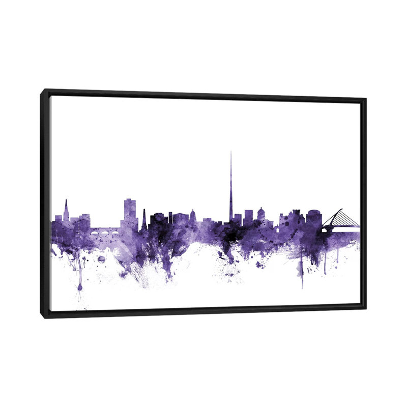 «Dublin, Ireland Skyline» par Michael Tompsett, impression sur toile tendue, H 18 po x l 26 po x P 1,5 po, Pas de tapis