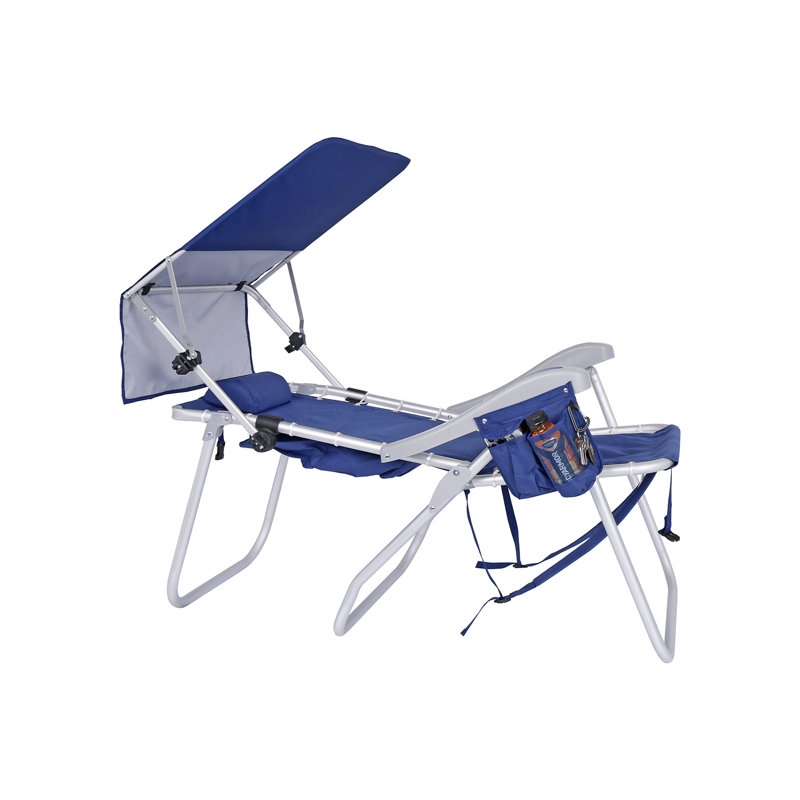 Ultimate Heavy Duty High Seat Aluminum Folding Backpack Beach Chair for Adults | Lay Flat, 5 Reclining Positions | Removable Insulated Cooler Pouch & Canopy for UV Protection