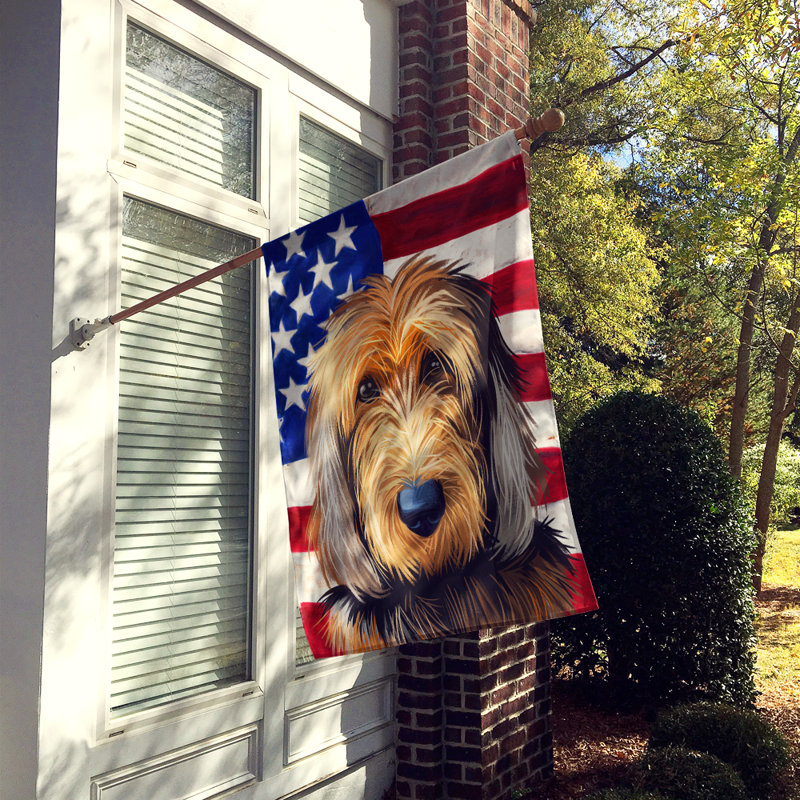 Polyester à 2 côtés 28 x 40 po drapeau maison, Chien à loutre