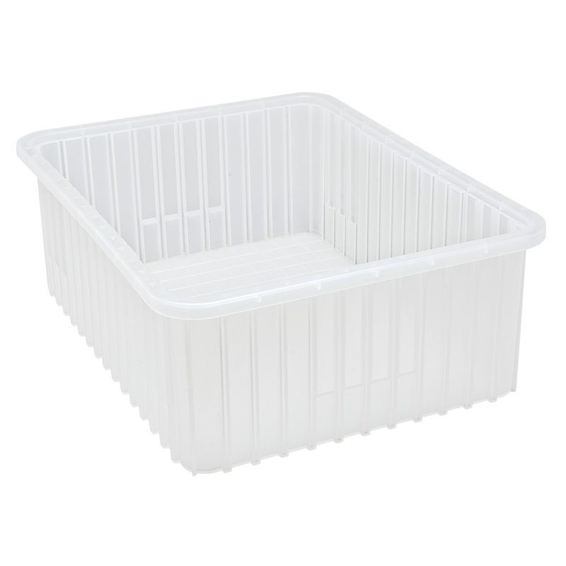 Dividable Grid Container, case of 3, 8" H x 17.5" W x 22.5" D, Clear