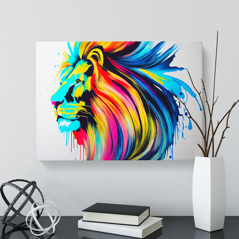 Vibrant Lion Abstract - Wrapped Canvas, 35cm H x 50cm W x 3cm D