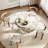 Farmhouse Glossy Sintered Stone Round Dining Table With Removable Lazy Susan Solid Wood Pedestal Base-1392210231-1392210230