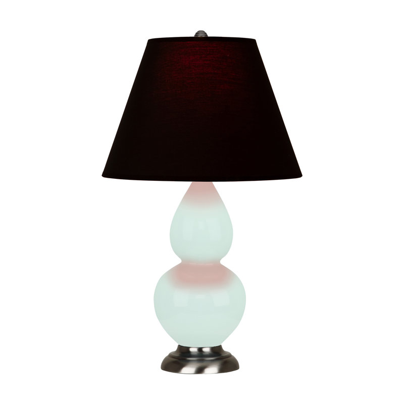 Petite lampe d'appoint à double gourde, Encre noire / rose rouge, Menthe glacée, Argent antique