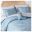 Ensemble de couette 6 pièces imprimé cowgirl bleu western, taille grand lit/très grand lit, avec revers à rayures florales