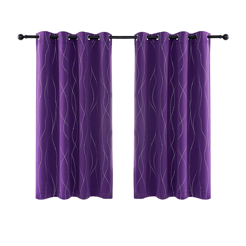 Paire de rideaux occultant et isolant en microfibre à pois, L 52 po x L 63 po, Mauve