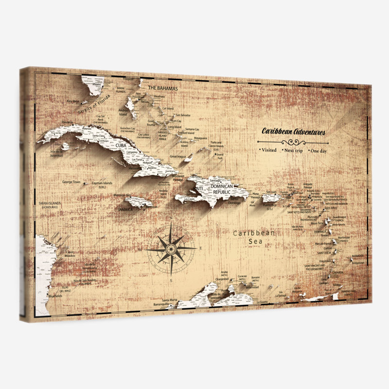 Adventures Light Wood Caribbean Push Pin Milstead, 30" H x 45" W