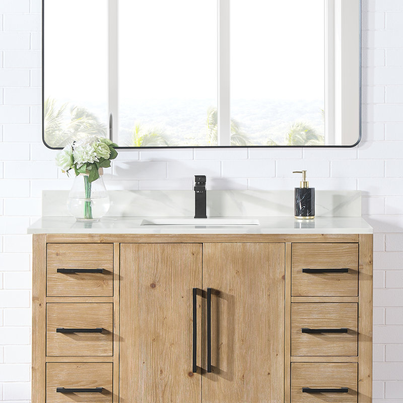Arbios 48" Calacatta White Quartz Vanity Top with Sink