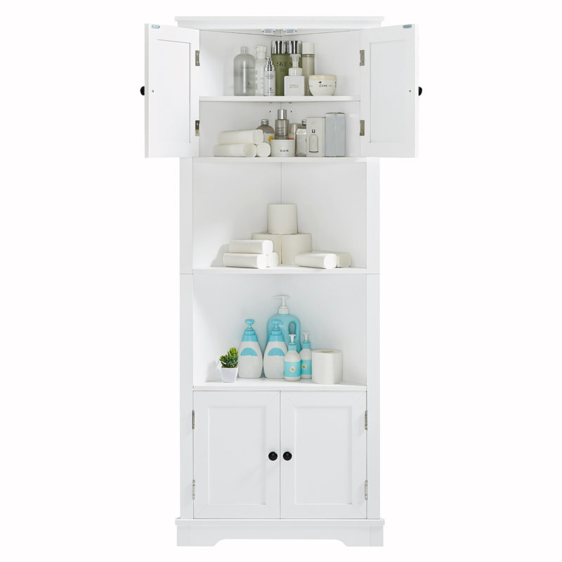 Armoire de rangement haute Draco, armoire d'angle avec portes et tablette réglable