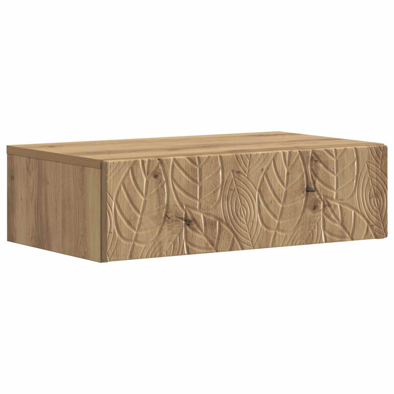  Wall-Mounted Side Table Engineered Wood Storage Vintage Living Room, Artisan Oak