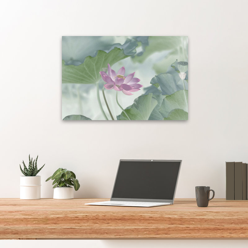 Plantes, fleurs, lotus, art mural, H 16 po x l 24 po
