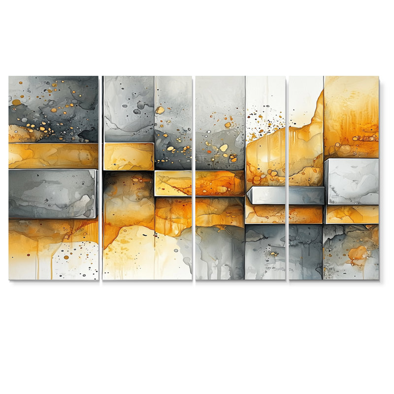 «Geometric Pulse Of Hard Edge Paint», art mural peinture - art mural moderne, 4, H 28 po x l 48 po