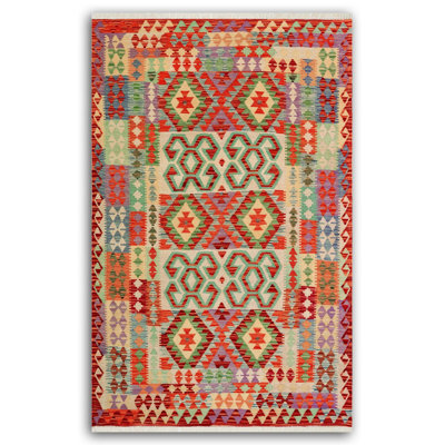 Cotton  Ethnic Authentic Fringed Colorful Woven Base Rug