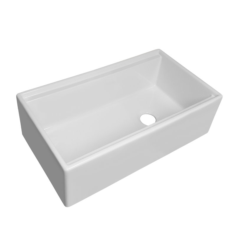 Whitehaus Collection Front Apron Single Bowl Fireclay Kitchen Sinks with Cutting Board and Grid, 33"
