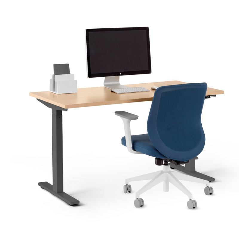 Series L 2S Adj Ht Sgl Desk, Natural Oak/Charcoal, 48" H x 47.25" W x 27" D