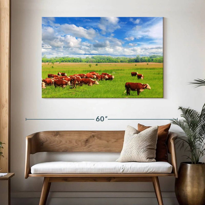 Brampt Grazing Hereford Cows, 32" H x 48" W