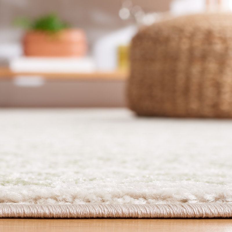 Klima Southwestern Machine Made Power Loom Polypropylene Area Rug in Ivory/Green, Round 6'7"