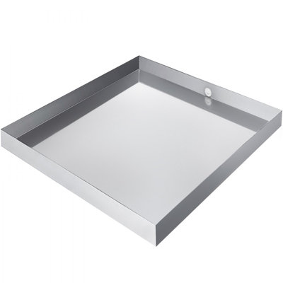 27 x 25 x 2.5 Inch Washing Machine Pan 18 GA Thickness 304 Stainless Steel Heavy Duty Compact Washer Drip Tray with Drain Hole & Hose Adapter