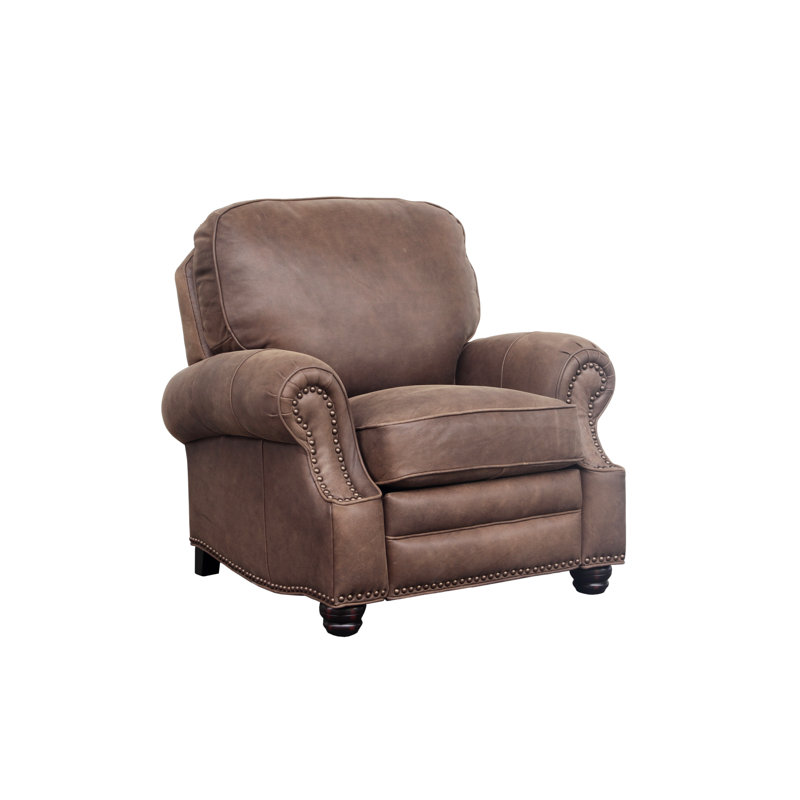Verne Recliner, Sanded Dark Bomber Genuine Leather