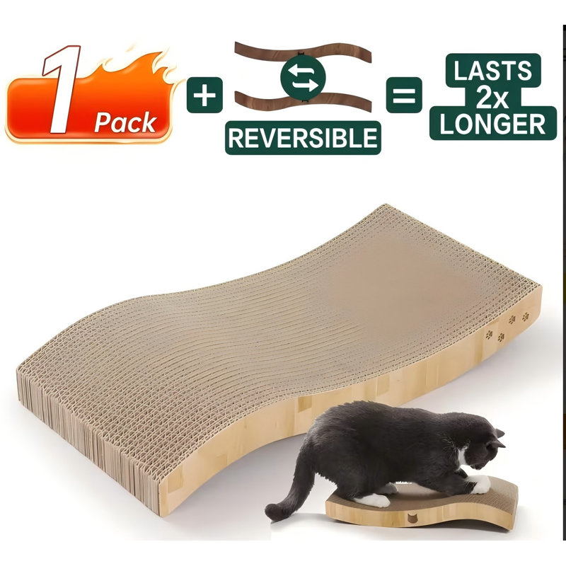 Paquet de 2 tampons à griffer pour chat en carton ondulé, planche de broyage durable pour chat en flûte BC, jouet à gratter recyclable écologique pour chats et chatons d'intérieur