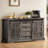 Cirilis 59'' Retro Vintage Sideboard Buffet Cabinet with Sliding Barn Doors and Drawers-614915303