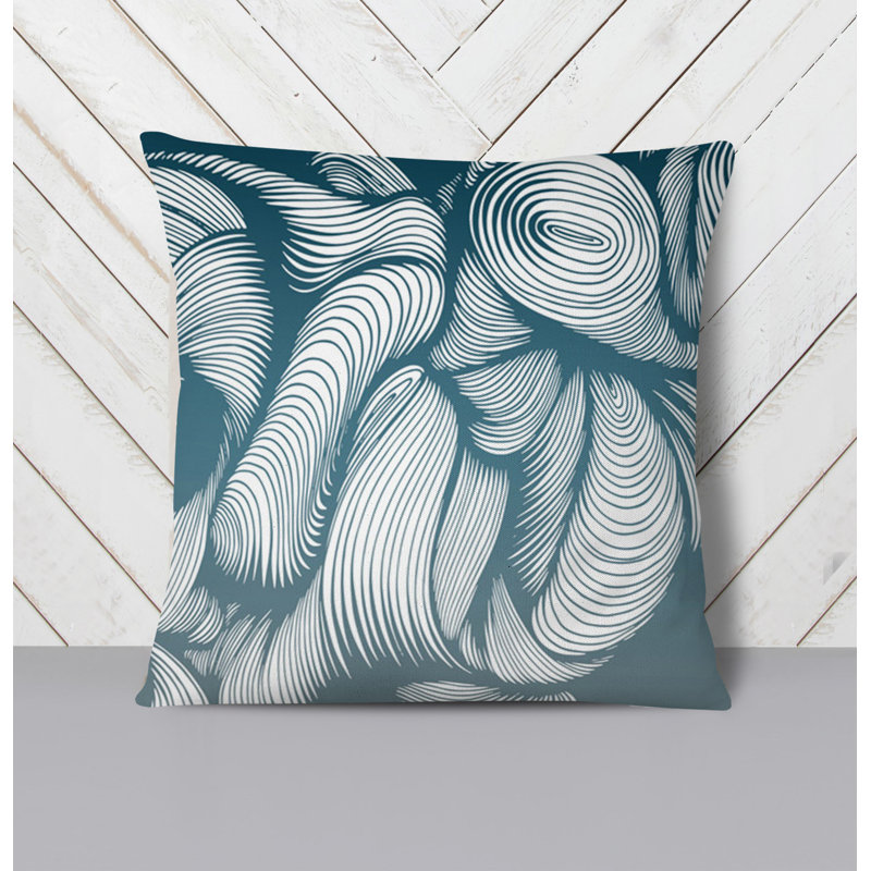 Throw Pillow With Insert, 18"H x 18"W, Blue/White Abstract 8