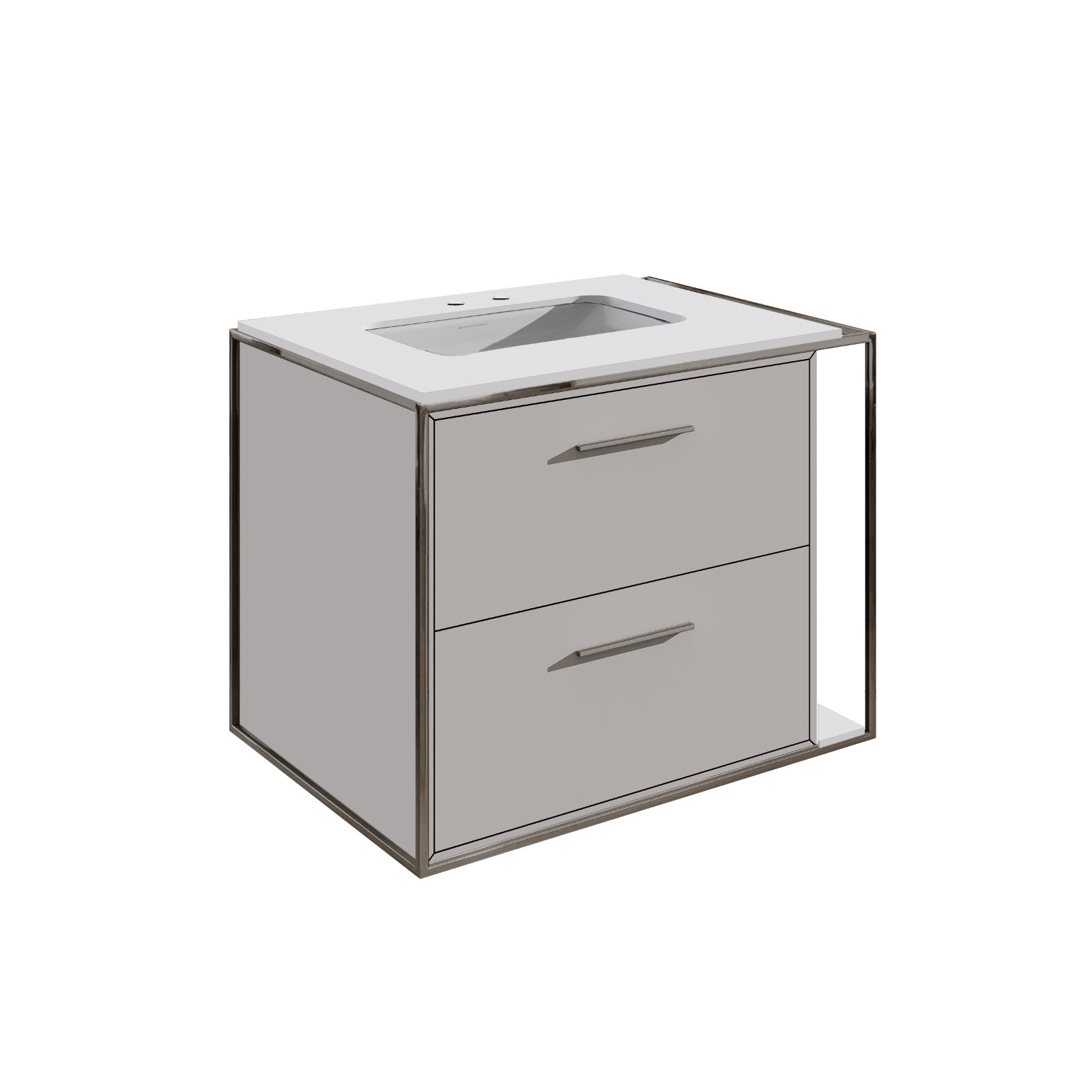 Linea 24" Vanity Base, Double, Cloud, Polished Stainless Steel